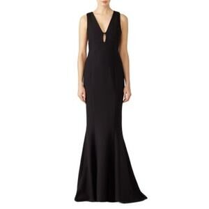 LIKELY Women's Black Aubrey Sleeveless Back Zip V-Neckline Pleated Gown Size 6